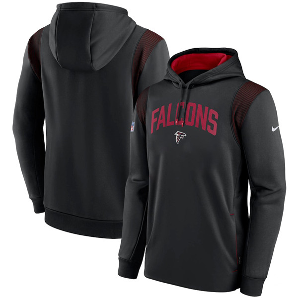 Men's Atlanta Falcons Black Sideline Stack Performance Pullover Hoodie